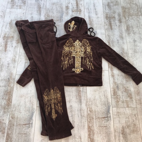 brown velour sweatsuit